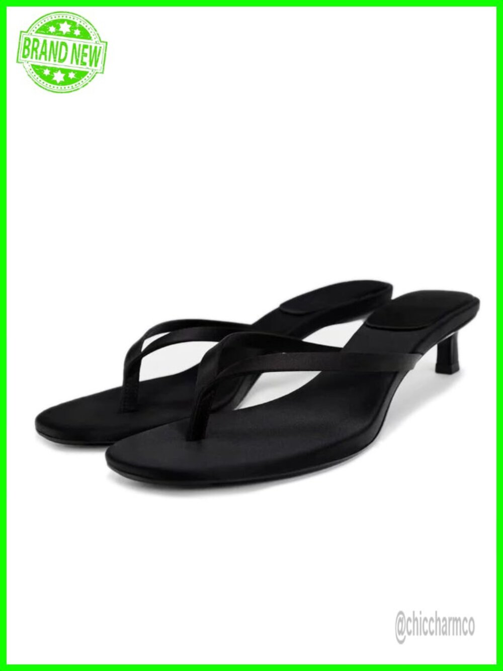 SAFECAMS Kitten Heel Thong Sandals Round Open Toe Flip Flops Comfortable Slides